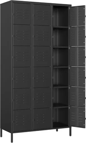 Vista 12 de Armario de metal con 15 puertas, armario de almacenamiento de metal con ganchos, armario de almacenamiento de 72 pulgadas para empleados, hogar