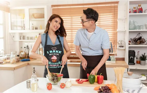 Vista 3 de Delantal de hornear para mujeres I Baking Because People Is Frowned, regalos para hombres, mujeres, familiares y amigos