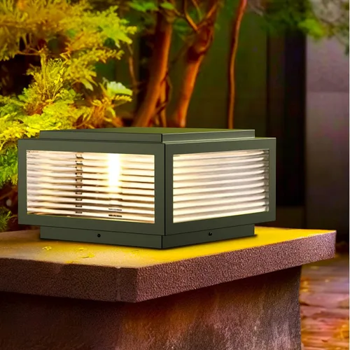 Vista 4 de Luz de poste para exteriores de 12 x 12 pulgadas, luz de columna, lámpara de columna con cable de 110-240 V (12-36 V bombilla de reemplazo), luz