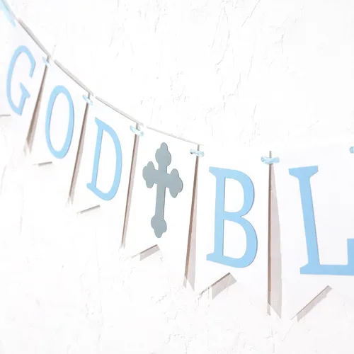 Vista 8 de WAUAO Cartel de God Bless – Bautismo, baby shower, primera comunión, decoración de fiesta de accesorios de fotos