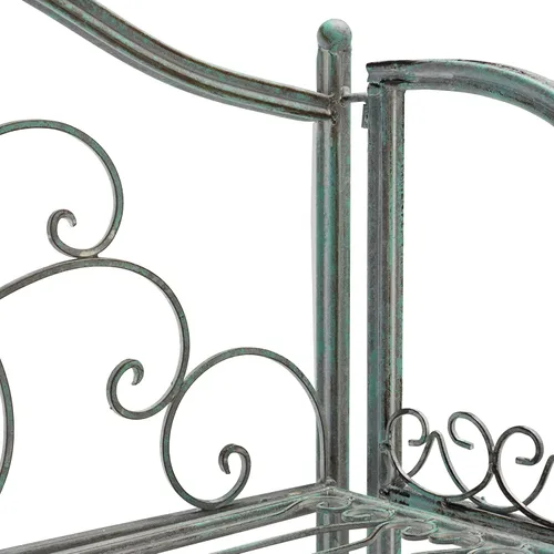 Vista 4 de SAFAVIEH Colección Outdoor Amaris - Estante de panadería de 4 niveles, estilo victoriano, de hierro forjado envejecido, color verde oscuro