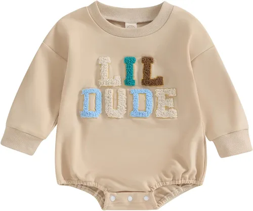 Vista 13 de VISGOGO Mameluco de gran tamaño para bebé recién nacido, ropa neutra Beige-aunties Bestie