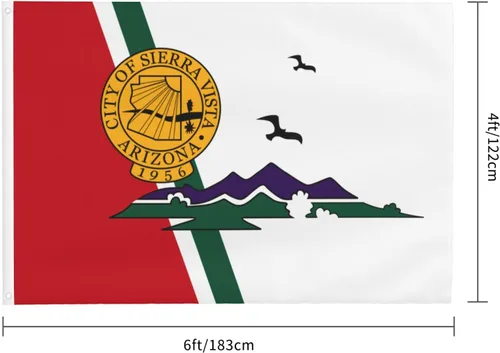 Vista 3 de Bandera de Sierra Vista, bandera de Arizona, 4 x 6 pies, banderas de doble cara para exteriores, bandera duradera para decoración del hogar, patio