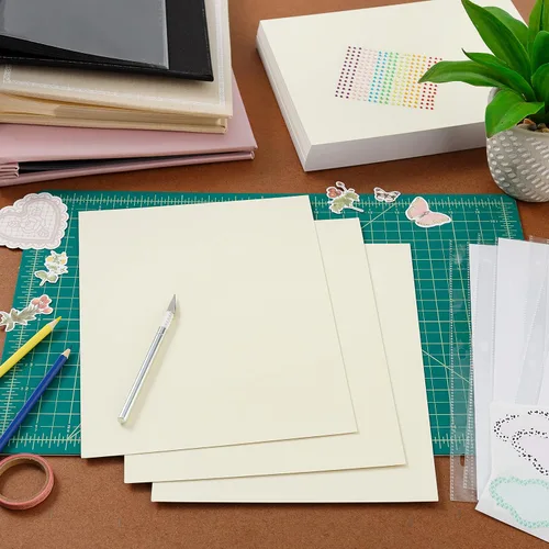 Vista 3 de Cartulina de 8.5 x 11 pulgadas, papel de cartulina amarilla marfil de 110 libras, papel de recortes de doble cara para manualidades, relieve