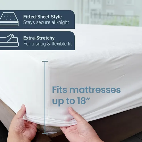 Vista 3 de Comfort Beddings Protector de colchón 100% algodón orgánico tamaño litera de caravana, funda de colchón de 250 GSM, impermeable, protector de cama
