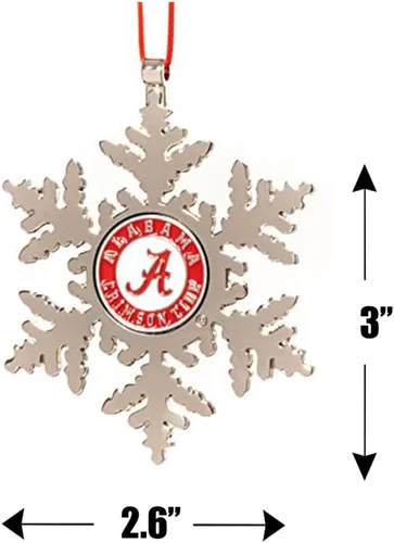 Vista 2 de Adorno navideño de copo de nieve de Alabama Crimson Tide