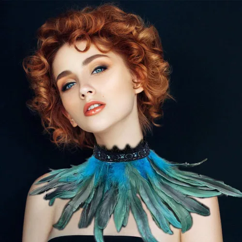 Vista 4 de MoreChioce Collar de plumas, cuello de plumas naturales para mujer y niña, decoración para disfraz de fiesta