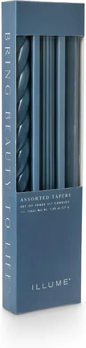 Vista 4 de ILLUME Beautifully Done - Paquete de 18 cónicas para velas variadas, sin perfume, color azul marino