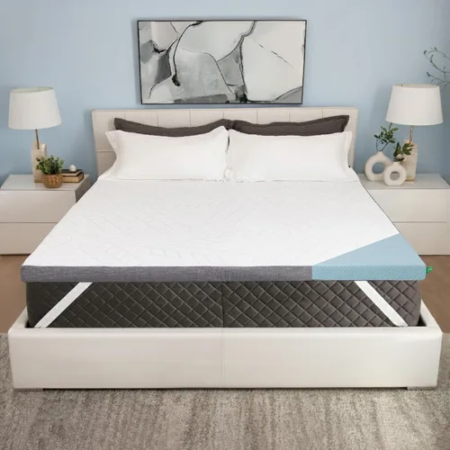 Vista 9 de Sleepyhead - Cubrecolchón matrimonial de 3 pulgadas, de espuma viscoelástica con infusión de gel con funda lavable, esencial para dormitorio