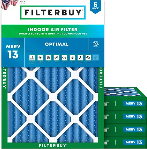 Vista 10 de Filterbuy Filtro de aire de 8 x 14 x 1 pulgadas MERV 13 de defensa óptima (paquete de 5), filtros de aire de repuesto plisados HVAC para calderas