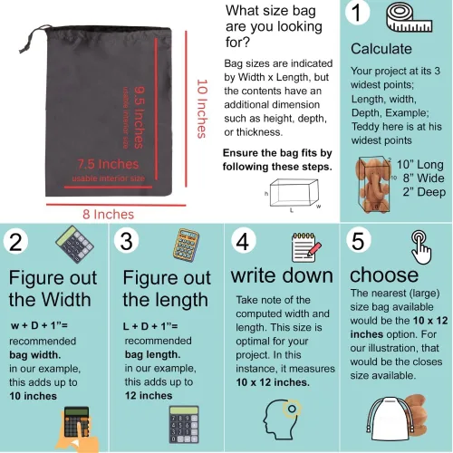 Vista 7 de Bolsas de muselina de algodón, con un solo cordón, de alta calidad, ecológicas, reutilizables, color negro, paquete de 100 unidades (3 x 5 pulgadas)