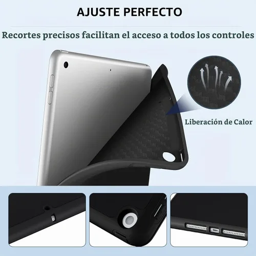 Vista 5 de Funda compatible con iPad de 9ª/8ª/7ª generación, para iPad de 10.2 pulgadas con soporte para lápiz, funda inteligente con soporte de TPU