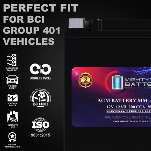 Vista 5 de Mighty Max Battery MM-AUX12 Batería Auxiliar 12 V 12 Ah, 20 RC, 200 CCA Batería AGM recargable para auto