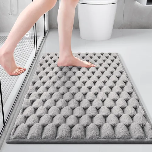 Vista 8 de Anybar Tapete de baño y tapete de baño de 16 x 24 pulgadas, tapete de ducha de franela de felpa antideslizante y absorbente, tapetes de baño suaves