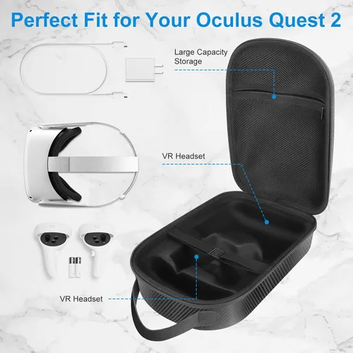 Vista 4 de Linkstyle Funda rígida de transporte compatible con Oculus Quest 2, funda de viaje de realidad virtual para controladores de auriculares