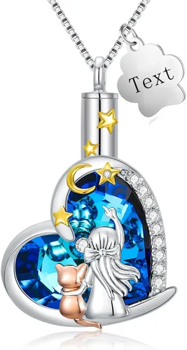 Vista 24 de Collar de urna de plata de ley para cenizas, recuerdo conmemorativo para perros, gatos y mascotas