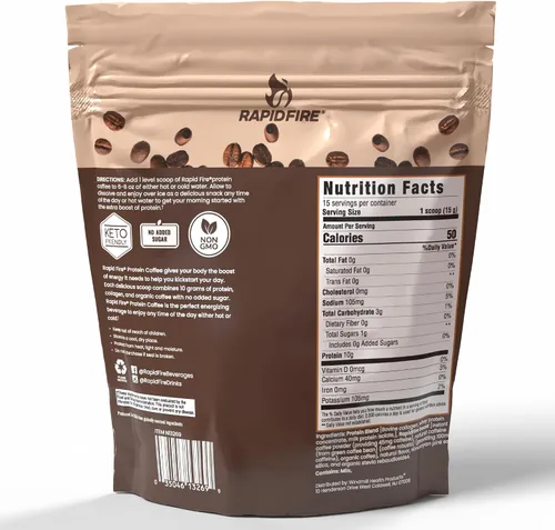 Vista 2 de Café con Proteína, con 10g de Proteína con Colágeno, Promueve el Crecimiento Muscular, Apoya la Energía, Caliente o Frío, Apto para Keto, 100% Café