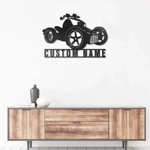 Vista 3 de Letrero con nombre personalizado, letrero de metal para motocicleta, decoración de pared con nombre de familia, decoración rústica para el hogar