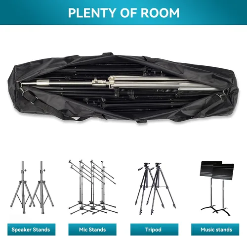 Vista 4 de Bolsa de transporte para trípode, funda de transporte de 25 pulgadas de largo para soportes de altavoces, soporte de luz/iluminación, postes