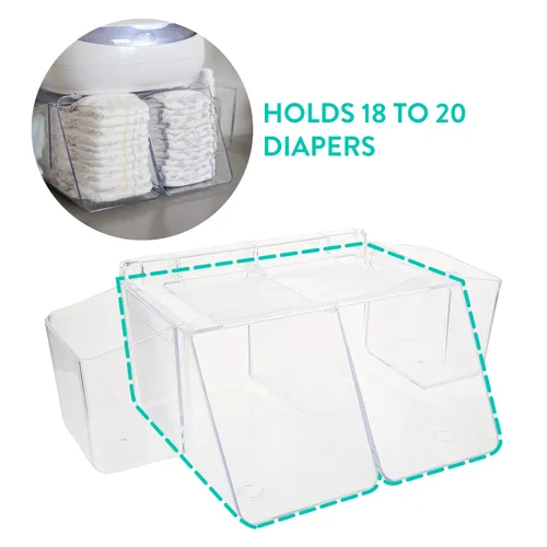 Vista 3 de Prince Lionheart Dresser Top Diaper Depot Toallitas para bebés Calentador de pañales Depósito de pañales Guardería Esencial Baby Registry