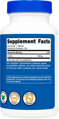 Vista 4 de Nutricost L-Serine 500mg, 120 Cápsulas, 120 Porciones - Cápsulas Vegetarianas, Sin OGM, Sin Gluten