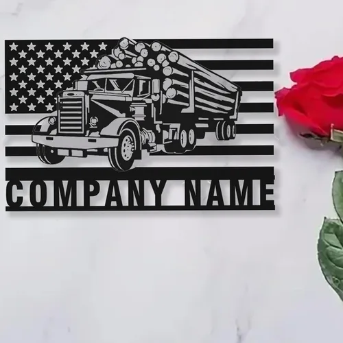 Vista 58 de Letrero de metal personalizado con nombre de camión, semirremolque, arte de pared para valla de garaje, patio, decoración al aire libre, letrero