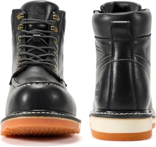Vista 3 de 6in Mens Moc Toe Steel/Soft Toe Work Boots for Men,Comfortable Mens Safety Work Boots,Oil/Slip Resistant,Indestructible Steel Toe Shoes Industrial