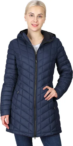 Vista 13 de Outdoor Ventures Abrigo Puffer Largo con Capucha Maryan para Mujer, Ultra Ligero, Cálido, Thermolite (Fiel a la talla. Orden Tamaño Normal) Tinta