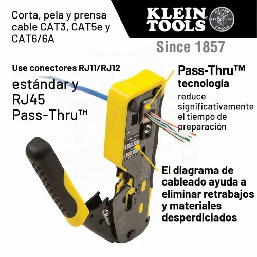 Vista 7 de Klein Tools VDV501-851 Kit de probador de cables y herramienta de perforación de impacto con hoja 66/110 y Klein Tools VDV226-110 Trinquete modular
