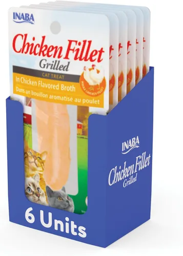 Vista 10 de INABA Natural, Filetes de Pollo a la Parrilla Cortados a Mano de Primera Calidad, Premios/Complemento/Suplemento para Gatos con Vitamina E