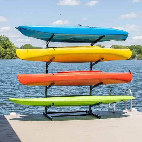 Vista 14 de Teal Triangle Estante de almacenamiento ajustable independiente para kayak Negro