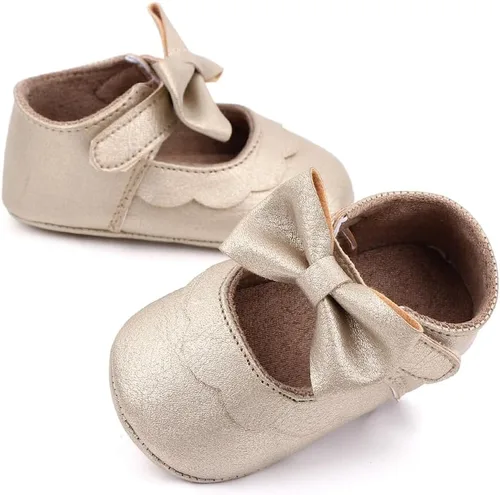 Vista 5 de Zapatos Mary Jane para bebés y niñas, suela de goma antideslizante, zapatillas de ballet para vestido de princesa, zapatos de boda, zapatos de cuna