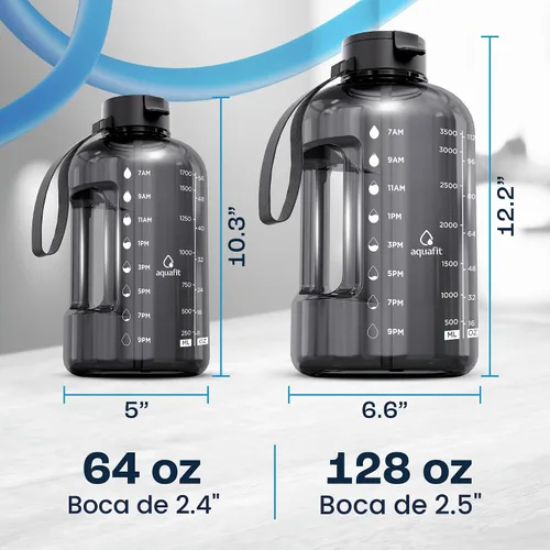 Vista 7 de AQUAFIT 1 Gallon Water Bottle with Time Marker Aguamarina