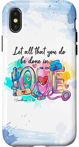 Vista 5 de Let All That You Do Be Done in Love CNA Nurse Life Nursing Case for iPhone 17