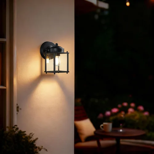 Vista 7 de LIT-PaTH Lámpara de pared para exteriores, cristal metálico antioxidante, negro, paquete de 2