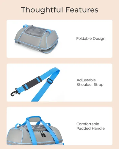 Vista 6 de Transportador expandible para perros y gatos: transportador de mascotas de lados suaves aprobado por aerolíneas, grande, pequeño, mediano, plegable