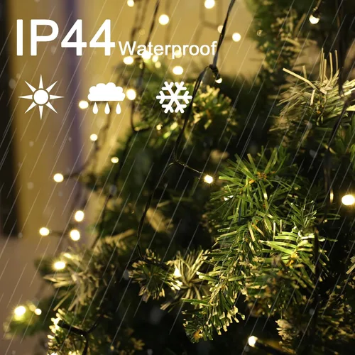 Vista 5 de Guirnalda de luces para árbol de Navidad, 400 LED, 16 líneas, luces de Navidad para árbol, 8 modos y temporizador, tira de luces para interiores