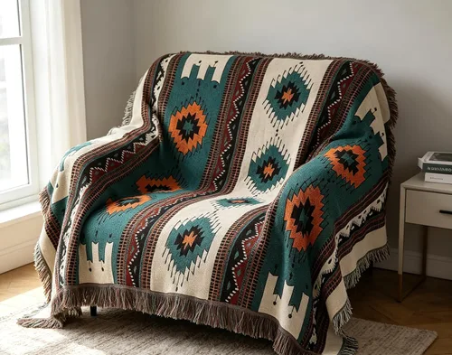Vista 23 de Luxlovery Manta Aztec Boho Sherpa estilo navajo del suroeste, ligera y cálida, 35 x 59 pulgadas, color óxido de calabaza Aima