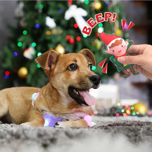 Vista 3 de Hiboom Mini Juguetes de Peluche de Navidad para Perros Chirriantes para Cachorros Interactivos Duraderos para Masticar Juguetes de Peluche