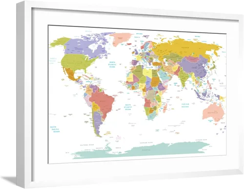 Vista 9 de AllPosters Ekler - Mapa del mundo con estampado giclée de alta calidad en marco negro, 18 x 12 pulgadas
