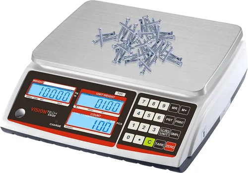 Vista 8 de VisionTechShop TVC-6 Báscula de conteo para piezas y monedas, Lb/Kg conmutable, capacidad de 6 libras, legibilidad de 0.0002 libras