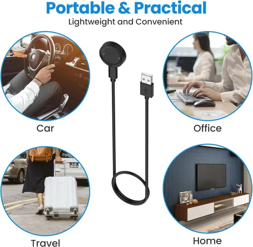 Vista 7 de Diseñado para Amazfit Bip 6 / Active 2, cable de carga cuadrado Active 2 de 3.3 pies, cable USB C de repuesto portátil, reloj inteligente tipo C