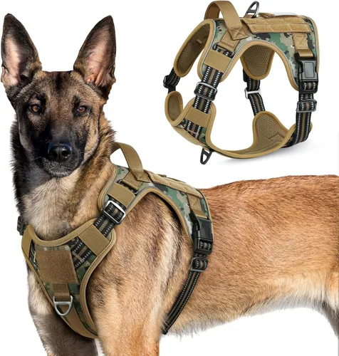 Vista 26 de rabbitgoo Arnés táctico para perros pequeños, chaleco de servicio militar sin tirones con asa y Molle, de fácil control para entrenar y caminar