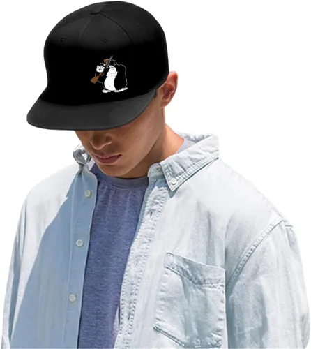 Vista 2 de Gorras de béisbol negras para hombres y mujeres, gorras de béisbol para hombre, sombreros de ala plana, sombrero de mochila a presión para niño