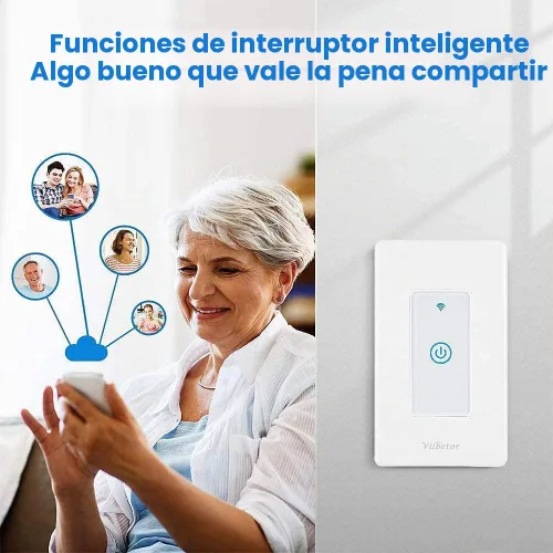 Vista 5 de Tuya - Interruptor de luz inteligente compatible con Alexa, interruptor inteligente WiFi de un solo polo de 1 banda