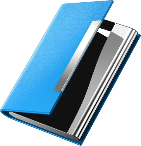 Vista 8 de Padike - Tarjetero profesional de cuero PU y acero inoxidable multitarjeta para hombres y mujeres. Estuche para tarjetas de crédito, carné de Negro