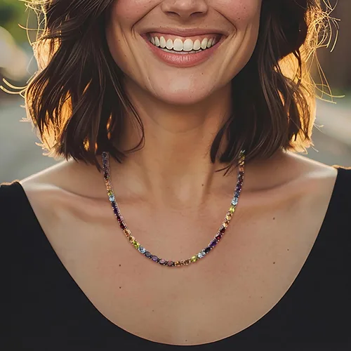 Vista 18 de Ross-Simons Gemstone Tennis Necklace in Sterling Silver