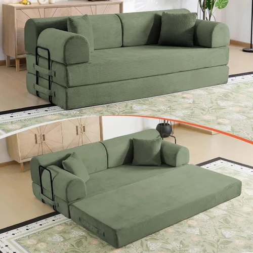 Vista 34 de Sofá cama de espuma viscoelástica de 79 pulgadas, futón convertible con reposacabezas alto, sofá sin hueso Negro