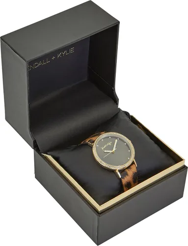 Vista 3 de KENDALL + KYLIE Reloj analógico con correa de piel de serpiente con movimiento de cuarzo para mujer, Gris