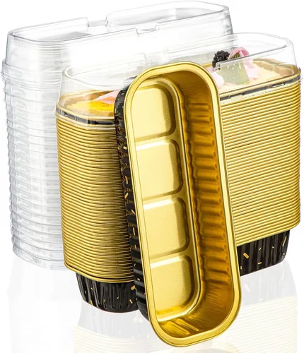 Vista 30 de EUSOAR Forros para magdalenas con tapas, 30 unidades de ramekins de papel de aluminio de 6.8 oz, mini moldes para pan de aluminio desechables